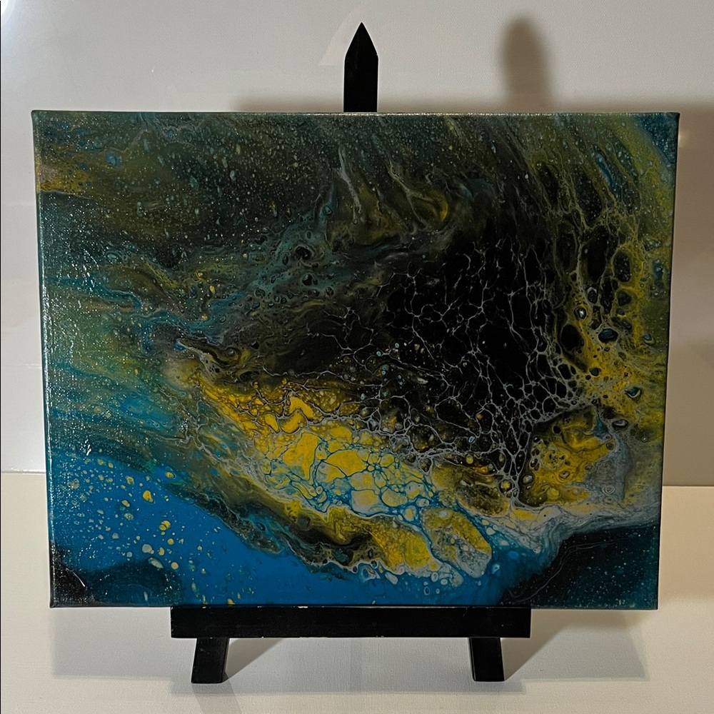 Abstract Blue and Yellow Canvas Art